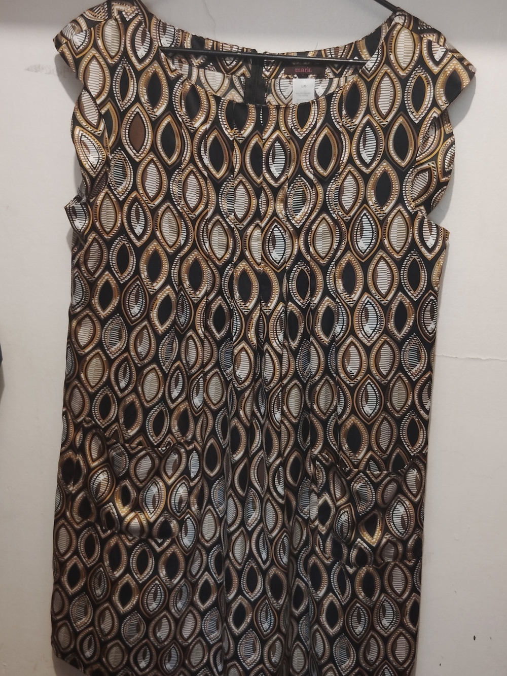 Mark. Sleeveless Black and Gold Patterned Women's Dress